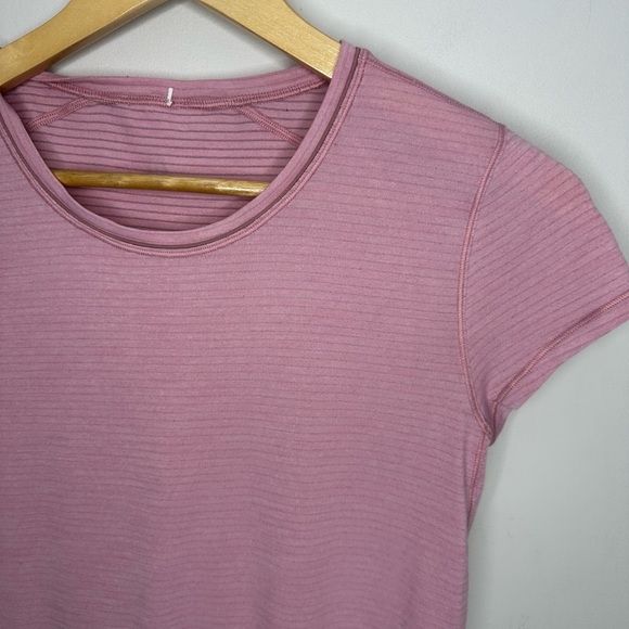Lululemon Striped Pink Short Sleeve Active Top ptp 17” - Picture 3 of 9